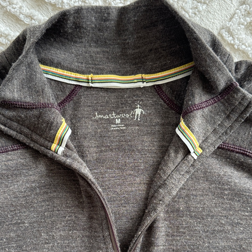 Smartwool Heather Brown Quarter-Zip Base Layer Medium - Picture 2 of 3